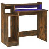 vidaXL Bureau met LED-verlichting, gerookt eikenfineer, 97x45x90 cm, houtvezelplaat