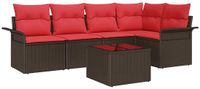 vidaXL Tuinbank Set 6-pers. Bruin Polyrattan