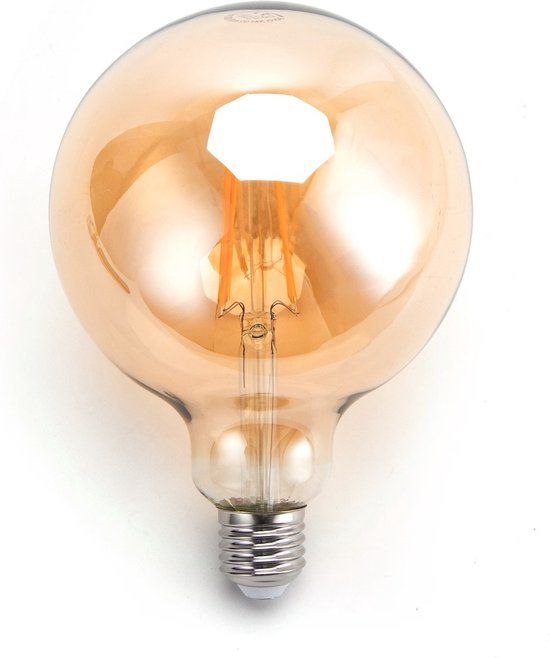 Aigostar Globe LED Bulb - G125 - E27 - Amber Glass - 4W (34W Equivalent) - 2200K