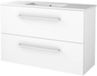 Basic Line Start 39 Badkamermeubelset - Ondiep - 100 x 39 cm - Met Grepen - 2 Lades - Keramische Wastafel - 1 Kraangat - Ice White