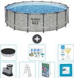 Bestway Rond Steel Pro MAX Zwembad - Steenprint - 488 x 122 cm