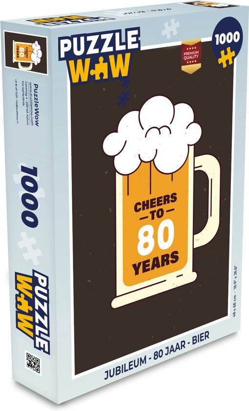 MuchoWow Puzzel Jubileum - 80 Jaar - Bier - Legpuzzel - Puzzel 1000 stukjes volwassenen