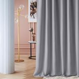 ROOM99 Laurel Verduisteringsgordijn met ogen, 180 x 250 cm (b x h), schuifgordijn, ondoorzichtig, voor woonkamer, slaapkamer, lichtgrijs, 1 stuk