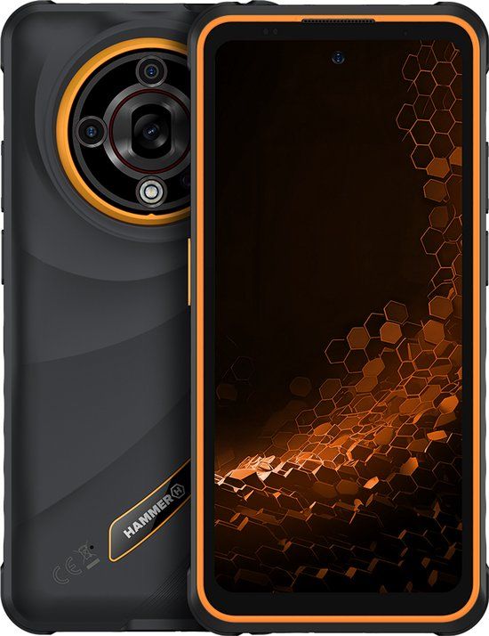 Hammer H Iron 6 5G - Smartphone - bouwtelefoon - 8GB/256GB - Zwart en Oranje - IP69 waterdicht - 6050mAh - Dual SIM