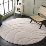 Safavieh Florida Shag Collection, hoogpolig, voor woonkamer, eetkamer, slaapkamer, crème, 91 x 91 cm