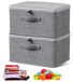 Merkloos Opbergdoos opbergbox - Set van 2 - 30 x 20 x 14 cm - Stof met deksel - Opvouwbaar