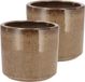DK design Bloempot Brown Glaze - 2 stuks - taupe - Ø12 x H13 cm