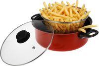 Urban Living Frituurpan met korf - friteuse met anti baklaag - incl deksel - D26 cm