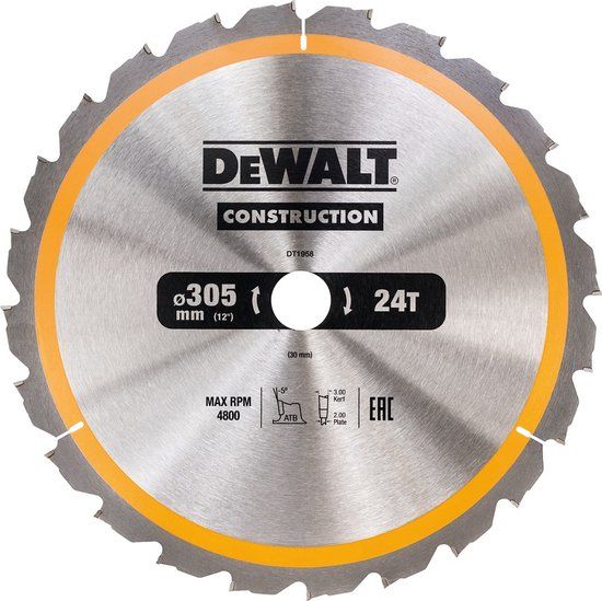 DEWALT DT1958-QZ - Cirkelzaagblad - 305mm - 24 tanden