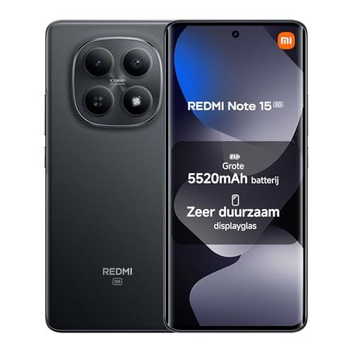 Xiaomi Redmi Note 15 5G, Smartphone 8+256 GB, ultradun ontwerp, IP66, 108 MP superheldere camera, 6,77-inch FHD+ display, Black, 2 jaar garantie, oplader niet inbegrepen