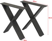 en.casa Stalen onderstel Maribo set van 2 X tafelpoot 42x40 cm zwart mat