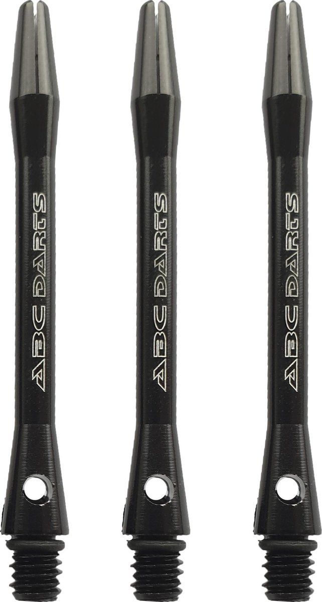 ABC Darts Aluminium Dart Shafts - Zwart - Medium - 3 Sets (9 stuks) - 8719322210340