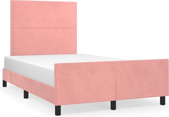 vidaXL Bedframe met hoofdeinde fluweel roze 120x200 cm