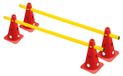 Set de piquets de slalom - Piquets rouges 1 m - Cônes jaunes 22,5 cm - Set de 4 cônes et 2 piquets