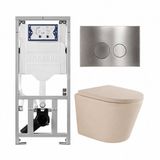 Geberit QeramiQ Dely Toiletset - Diepspoel - Rimless - Geberit UP320 Inbouwreservoir - Softclose Toiletzitting - Mat Beige