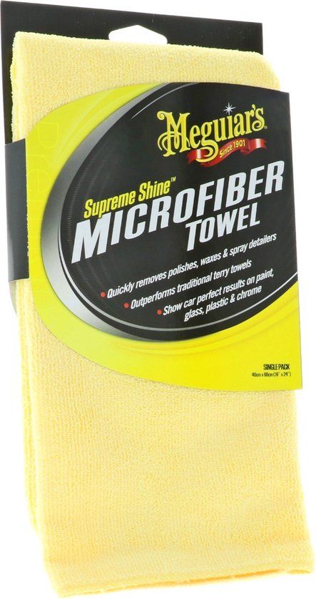 Meguiars Supreme Shine Microfiber Droogdoek - Geel - 16x32 cm - 1 Stuk