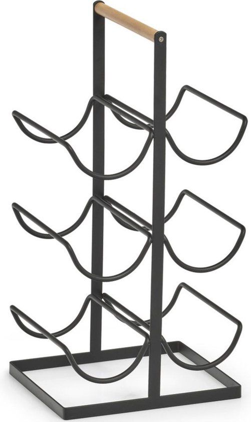 Zwart industrieel wijnflessen rek voor 6 flessen - 46 cm