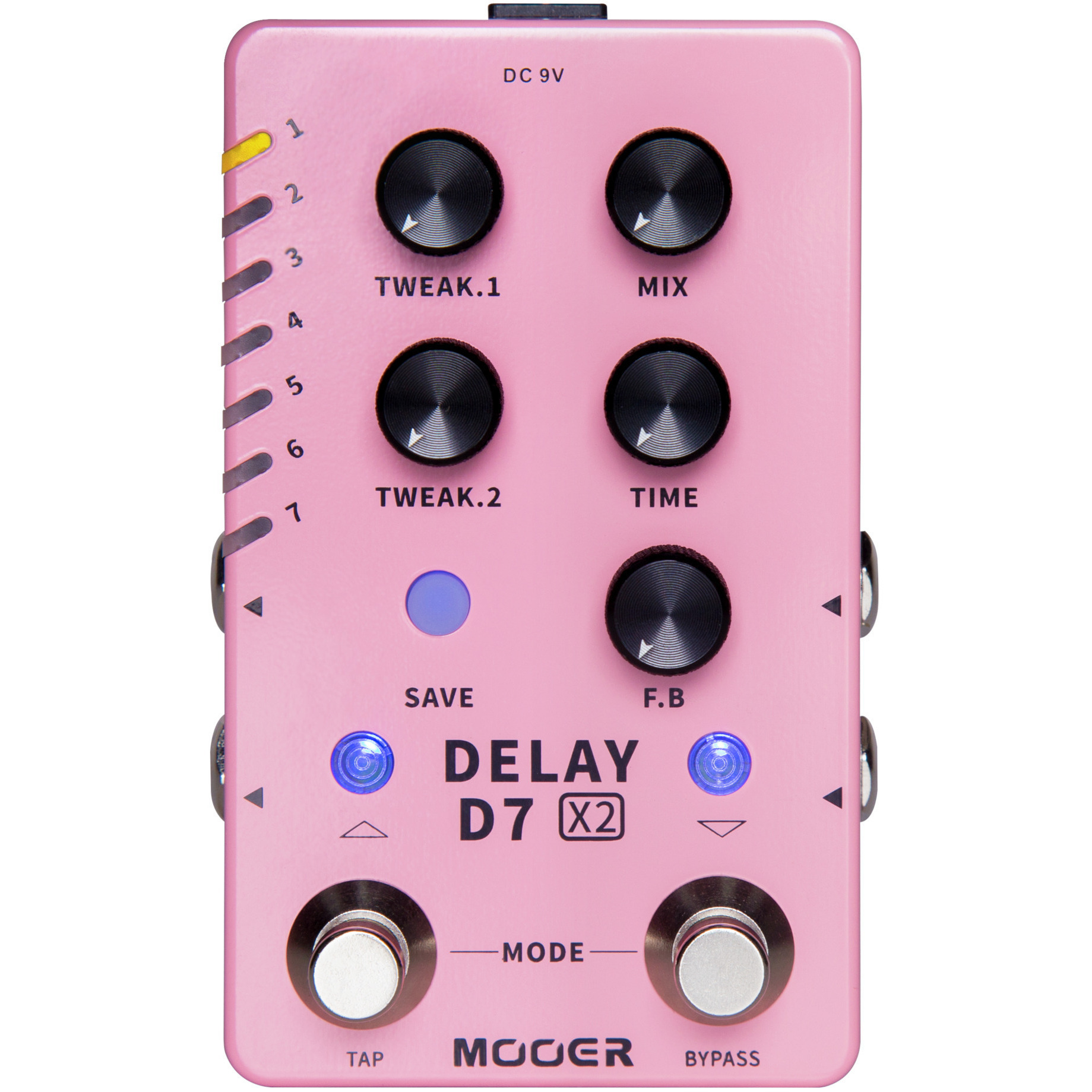 Mooer D7 X2 Delay stereo effectpedaal met 14 delay types