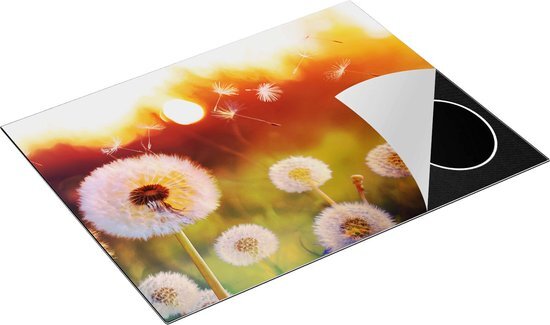 Chefcare Inductie Beschermer Paardenbloemen tijdens Zonsondergang - 77x59 cm - Afdekplaat Inductie - Kookplaat Beschermer - Inductie Mat