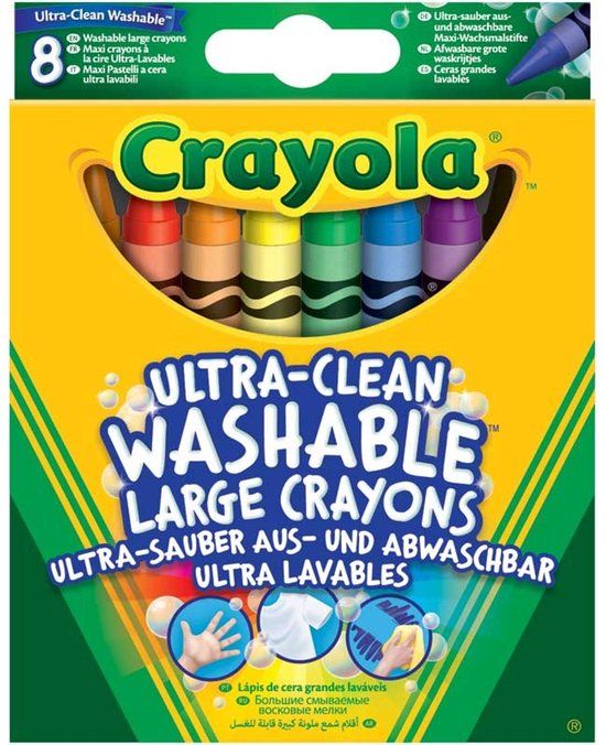 Crayola - Extra Grote Afwasbare Wasco's - 8 Stuks