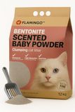 Flamingo Kattenbakvulling Klontvormend Babypoeder – Kattebakvulling Fijne Bentoniet – Kattenbak Vulling Stofvrij & Geurvrij – 12L (12 KG) voor 10 Weken – Uit Europa