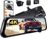 Wolfbox G850 Pro 4K GPS rétroviseur caméra tableau de bord