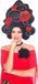 Folat Party Products Folat Zwart Haar met Rozen Schuimrubber Pruik