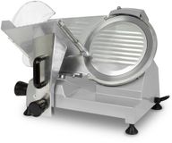 EBERTH VERTES Gastro snijmachine, elektrisch met 150 W, mes met een diameter van 250 mm, snijdikte 0 tot 12 mm, universele snijmachine met aluminium behuizing, incl. slijpsteen