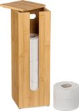 Merkloos Relaxdays wc papier houder - deksel - voor 4 rollen - 42x13,5x13,5 cm - staand - bamboe