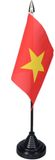 Merkloos / Sans marque Vietnam Vlag Vietnam tafelvlaggetjes - 1x stuks - 10 x 15 cm vlag - zwarte standaard