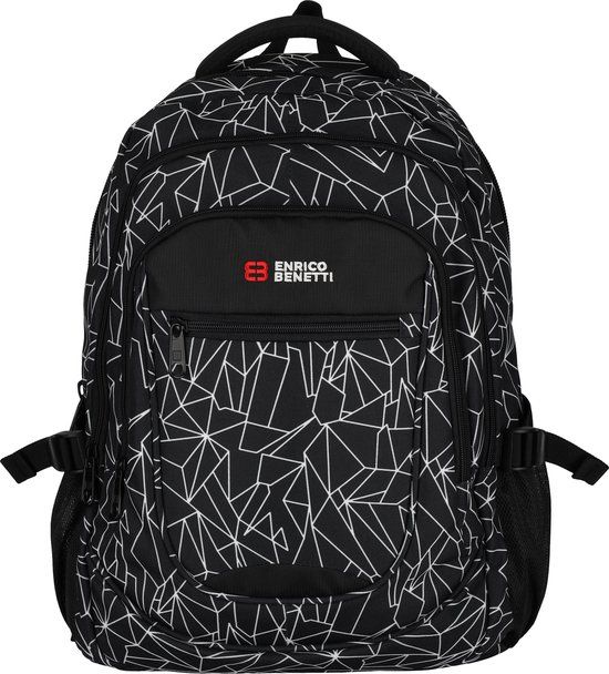 Enrico Benetti Santa Cruz Rugzak - 33 liter, 17 inch laptopvak - Zwart/Wit