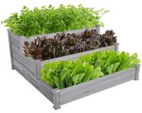 Jardinière surélevée - 3 niveaux - Bois - Gris - 120 x 120 x 56 cm