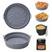 Alyvisun Siliconen vormen voor luchtfriteuse, 2 stuks, accessoires voor airfryer-container, herbruikbare mand, rond, matte vormen voor airfryer, magnetron, oven (lichtgrijs)