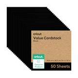 Cricut Value Cardstock, zwart, 30,50 cm x 30,5 cm, compatibel met alle Cricut machines - pak van 50