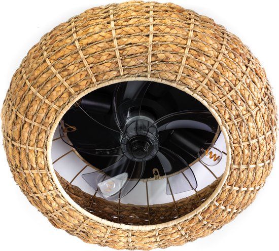 Expo Trading The Fan no.8 Nina plafond fan 50cm 4xE27 DC 20w Rattan 3xspeed/timer/summer+winter