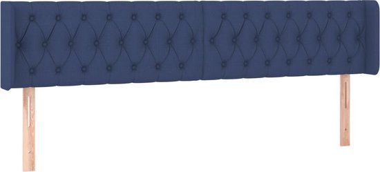 vidaXL Hoofdbord met randen 183x16x78/88 cm stof blauw
