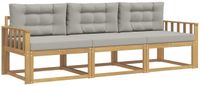 vidaXL - Buiten - bank - set - 3 - st - Wit - en - Lichtgrijs - Polyester