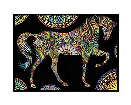 Colorvelvet 47 x 35 cm"Mandala Horse" Tekening Kleursysteem (groot, meerkleurig)