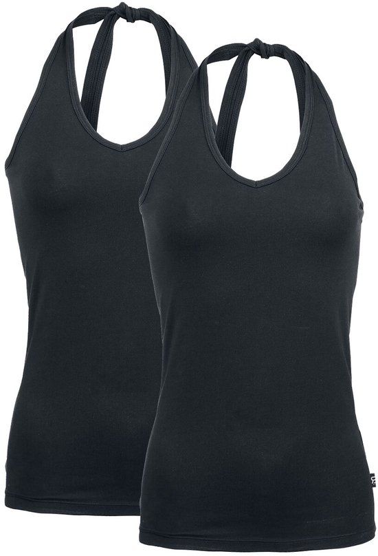 R.E.D. by EMP R.E.D. Rock-Engineered Design Zwarte haltertopjes in een dubbele verpakking - Dames - L
