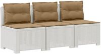 vidaXL 3-zits tuinbank met kussens in rattanlook PP Wit
