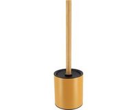 Tendance Badkamer toiletborstel met houder 103 series - oker geel - 10 x 37 cm - metaal/bamboe hout