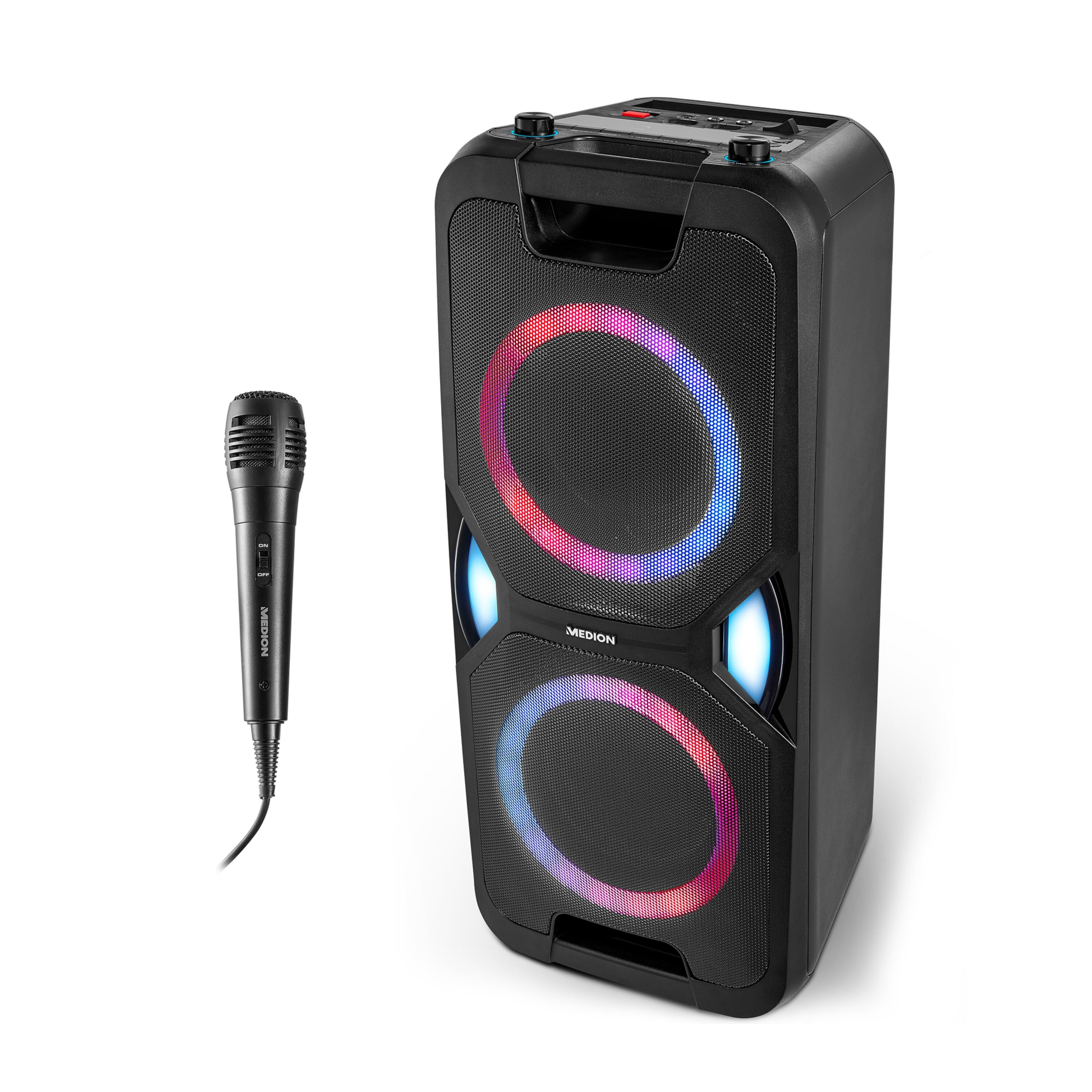 Medion P61468 - Bluetooth Speaker - LED licht - 2 x 22 W RMS - Zwart zwart