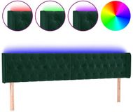 vidaXL Hoofdbord LED 183x16x78/88 cm fluweel donkergroen