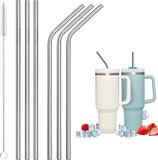 Paille en acier inoxydable - 6 pièces - Paille réutilisable - Acier inoxydable - 1 brosse de nettoyage pour fruits - Smoothies