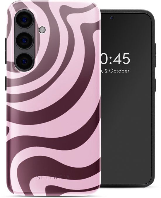 Selencia Hoesje - Geschikt voor Samsung Galaxy S24 - Backcover - Wavy Swirl Pink Plum