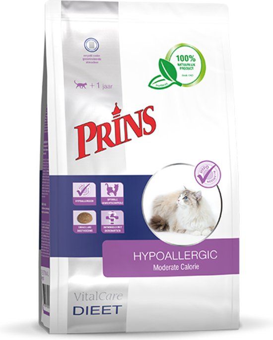 Prins VitalCare Diet Hypoallergic Moderate Calorie Kat - 1.5 kg - Graanvrij