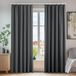 Deconovo Set van 2 ondoorzichtige thermische gordijnen met plooiband, 260 x 140 cm, donkergrijs