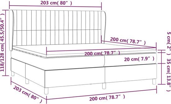 vidaXL Boxspring met matras stof taupe 200x200 cm