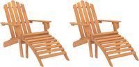 vidaXL Adirondack Tuinstoel met Voetensteun - Massief Acaciahout - Bruin - Inclusief Kussen
