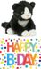 Merkloos Shoppartners Bv Cadeau setje pluche zwart/witte kat/poes knuffel 18 cm met grote A5 formaat Happy Birthday wenskaart